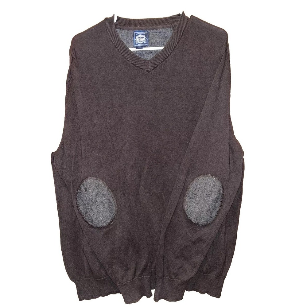 Mens XXL Cambridge‎ Dry Goods Long Sleeve Pullover Sweater Elbow Patch, Brown